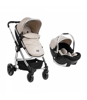 SILLA DE PASEO PARA BEBE - MODELO ALLURE 3 EN 1 BEIGE CROMO PLATEADO - KKB31001010137